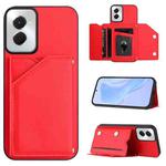 For Motorola Moto G Play 2024 5G Skin Feel Four Card Slots Phone Case with Wrist Strap(Red)