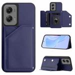 For Motorola Moto G Stylus 5G 2024 Skin Feel Four Card Slots Phone Case with Wrist Strap(Blue)