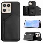 For Motorola Moto X50 Ultra Skin Feel Four Card Slots Phone Case with Wrist Strap(Black)