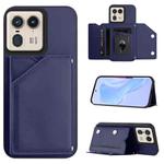 For Motorola Moto X50 Ultra Skin Feel Four Card Slots Phone Case with Wrist Strap(Blue)