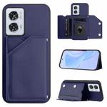 For Motorola Edge 50 Fusion Skin Feel Four Card Slots Phone Case with Wrist Strap(Blue)