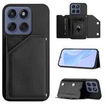For Motorola Edge 60 Fusion / Edge 60 Skin Feel Four Card Slots Phone Case with Wrist Strap(Black)