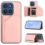For Motorola Edge 60 Stylus 5G Skin Feel Four Card Slots Phone Case with Wrist Strap(Pink)
