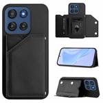 For Motorola Edge 60 Stylus 5G Skin Feel Four Card Slots Phone Case with Wrist Strap(Black)