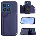 For Motorola Edge 60 Stylus 5G Skin Feel Four Card Slots Phone Case with Wrist Strap(Blue)