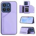 For Motorola Edge 60 Stylus 5G Skin Feel Four Card Slots Phone Case with Wrist Strap(Purple)