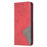 For iPhone 12 / 12 Pro Rhombus Texture Horizontal Flip Magnetic Leather Case with Holder & Card Slots(Red)