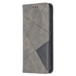 For iPhone 12 / 12 Pro Rhombus Texture Horizontal Flip Magnetic Leather Case with Holder & Card Slots(Grey)