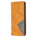 For iPhone 12 / 12 Pro Rhombus Texture Horizontal Flip Magnetic Leather Case with Holder & Card Slots(Yellow)