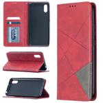 For Xiaomi Redmi 9A Rhombus Texture Horizontal Flip Magnetic Leather Case with Holder & Card Slots(Red)