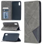 For Xiaomi Redmi 9A Rhombus Texture Horizontal Flip Magnetic Leather Case with Holder & Card Slots(Grey)