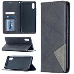 For Xiaomi Redmi 9A Rhombus Texture Horizontal Flip Magnetic Leather Case with Holder & Card Slots(Black)