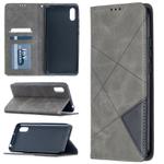 For Xiaomi Redmi 9C Rhombus Texture Horizontal Flip Magnetic Leather Case with Holder & Card Slots(Grey)
