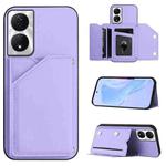 For Honor X7b / Play 8T Skin Feel Four Card Slots Phone Case with Wrist Strap(Purple)