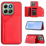 For Honor X6b Skin Feel Four Card Slots Phone Case with Wrist Strap(Red)