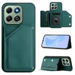 For Honor X6b Skin Feel Four Card Slots Phone Case with Wrist Strap(Green)