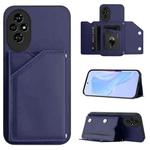 For Honor 200 Skin Feel Four Card Slots Phone Case with Wrist Strap(Blue)