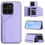 For Honor X6A Global Skin Feel Four Card Slots Phone Case with Wrist Strap(Purple)