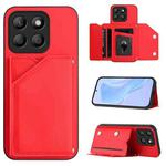 For Honor X8b Global Skin Feel Four Card Slots Phone Case with Wrist Strap(Red)