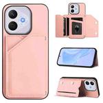 For Honor 400 Lite / X70i Skin Feel Four Card Slots Phone Case with Wrist Strap(Pink)