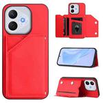 For Honor 400 Lite / X70i Skin Feel Four Card Slots Phone Case with Wrist Strap(Red)