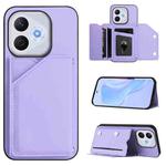 For Honor 400 Lite / X70i Skin Feel Four Card Slots Phone Case with Wrist Strap(Purple)