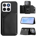 For Honor X8c 4G Skin Feel Four Card Slots Phone Case with Wrist Strap(Black)