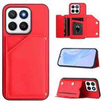 For Honor X8c 4G Skin Feel Four Card Slots Phone Case with Wrist Strap(Red)
