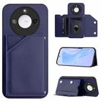 For Honor X60 / X9c Smart Skin Feel Four Card Slots Phone Case with Wrist Strap(Blue)