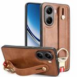 For Xiaomi Poco X7 Pro 5G Wristband Leather Back Phone Case(Brown)