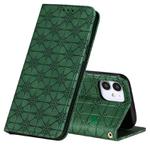 For iPhone 12 mini Lucky Flowers Embossing Pattern Magnetic Horizontal Flip Leather Case with Holder & Card Slots(Dark Green)