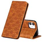 For iPhone 12 mini Lucky Flowers Embossing Pattern Magnetic Horizontal Flip Leather Case with Holder & Card Slots(Yellow Brown)