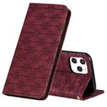 For iPhone 12 Pro Max Lucky Flowers Embossing Pattern Magnetic Horizontal Flip Leather Case with Holder & Card Slots(Wine Red)