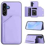 For Samsung Galaxy M16 5G / F16 5G Skin Feel Four Card Slots Phone Case with Wrist Strap(Purple)