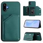 For Samsung Galaxy M06 5G / F06 5G Skin Feel Four Card Slots Phone Case with Wrist Strap(Green)