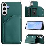 For Samsung Galaxy S24 FE 5G Skin Feel Four Card Slots Phone Case with Wrist Strap(Green)