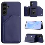 For Samsung Galaxy S24+ 5G Skin Feel Four Card Slots Phone Case with Wrist Strap(Blue)