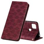 For Xiaomi Redmi 9C Lucky Flowers Embossing Pattern Magnetic Horizontal Flip Leather Case with Holder & Card Slots(Wine Red)