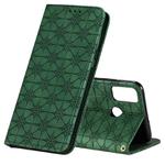 For Huawei Honor 9X Lite Lucky Flowers Embossing Pattern Magnetic Horizontal Flip Leather Case with Holder & Card Slots(Dark Green)
