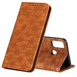 For Huawei Honor 9X Lite Lucky Flowers Embossing Pattern Magnetic Horizontal Flip Leather Case with Holder & Card Slots(Yellow Brown)