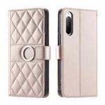 For Sony Xperia 10 IV Ring Buckle Rhombic Leather Phone Case(Rose Gold)