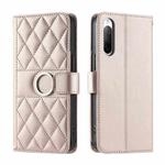 For Sony Xperia 10 VI 2024 Ring Buckle Rhombic Leather Phone Case(Rose Gold)