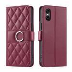 For Sony Xperia 5 VI 2024 Ring Buckle Rhombic Leather Phone Case(Red)