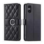 For Sony Xperia 5 V Ring Buckle Rhombic Leather Phone Case(Black)