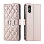 For Sony Xperia 5 V Ring Buckle Rhombic Leather Phone Case(Rose Gold)