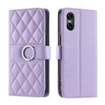 For Sony Xperia 5 V Ring Buckle Rhombic Leather Phone Case(Purple)