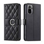 For Redmi Note 10 4G / 10S 4G Global Ring Buckle Rhombic Leather Phone Case(Black)