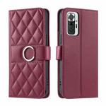 For Redmi Note 10 Pro 4G Global Ring Buckle Rhombic Leather Phone Case(Red)