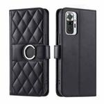 For Redmi Note 10 Pro 4G Global Ring Buckle Rhombic Leather Phone Case(Black)