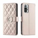 For Redmi Note 10 Pro 4G Global Ring Buckle Rhombic Leather Phone Case(Rose Gold)